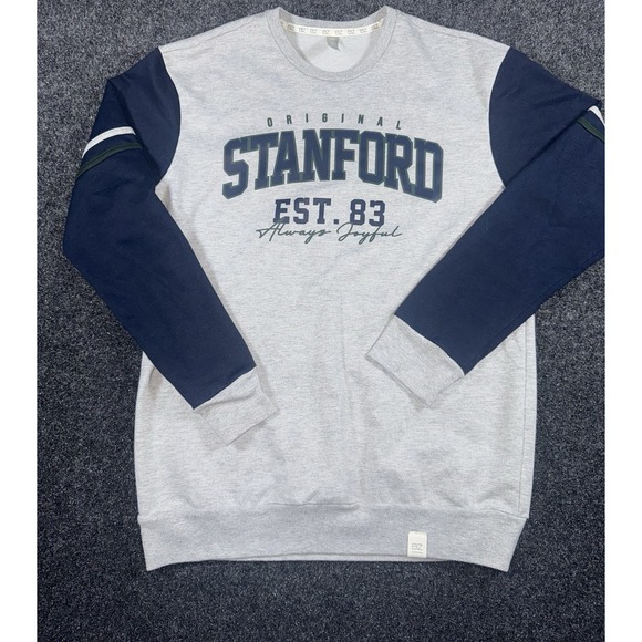 Blue Saks Fifth Avenue Other - Stanford Graphic Crewneck Sweatshirt Gray Blue Sleeves EST.83 BZ Size Small